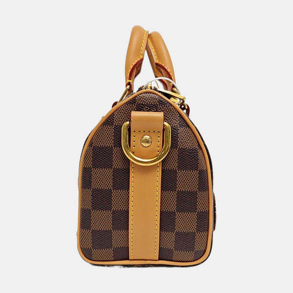 KEEPALL 25 Damier Ebene Coated Canvas Brown
