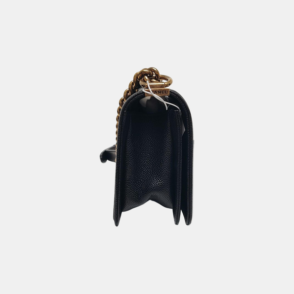 BOY CHANEL Medium Quilted Grained Calfskin Black