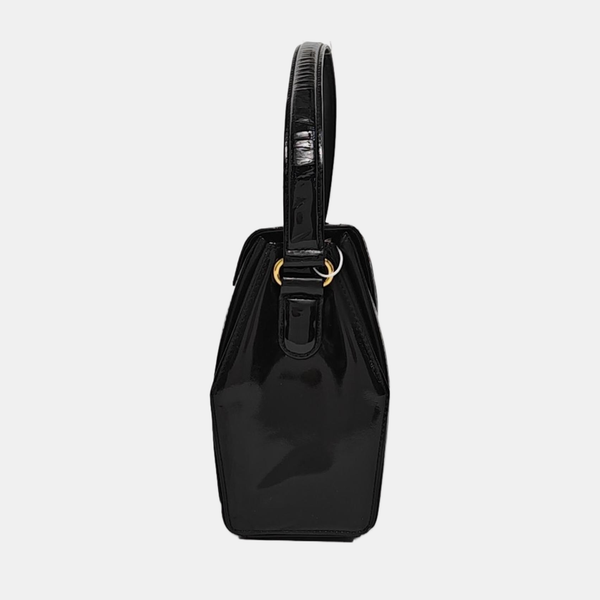 Leather Top Handle Bag Black