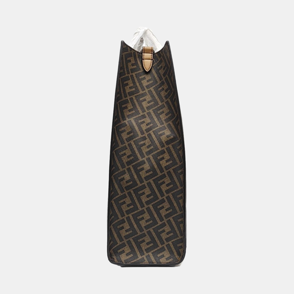 Coated Canvas Tote Bag Brown