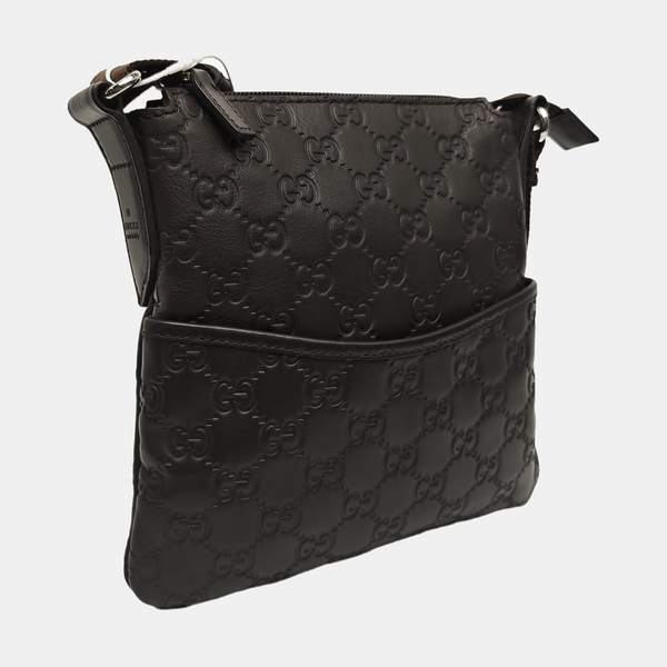 Monogram Calfskin Crossbody Bag Brown