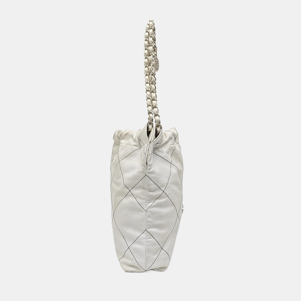 CHANEL 22 Small Quilted Calfskin White