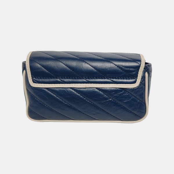 Authenticated pre-owned GG Marmont Super Mini Quilted Calfskin Blue - Crossbody Bag at Looply
