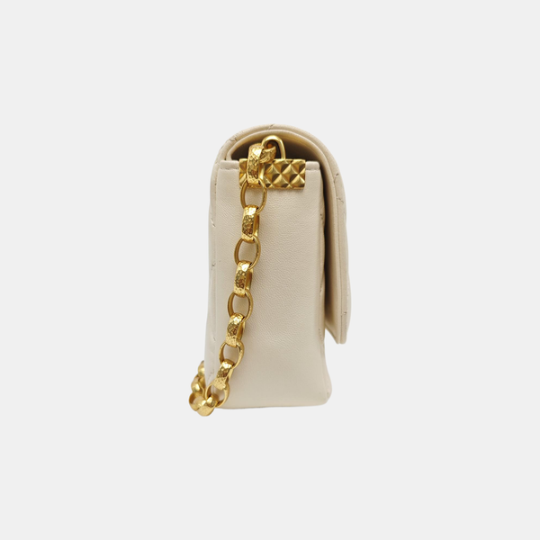 Quilted Calfskin Shoulder Bag White