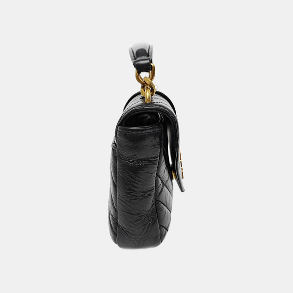ENVELOPE Small Chevron Calfskin Black