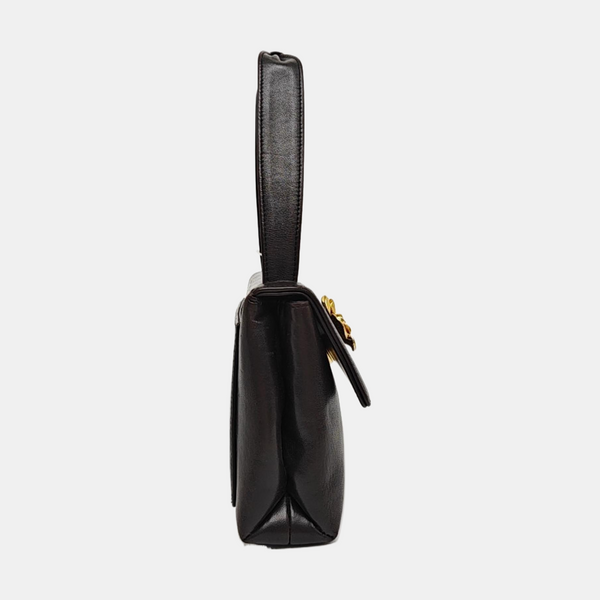 Lambskin Top Handle Bag Brown