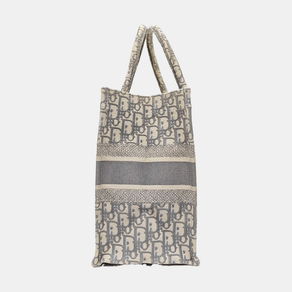 Book Tote Medium Oblique Canvas White