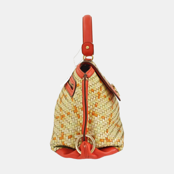 Calfskin Top Handle Bag Multicolor