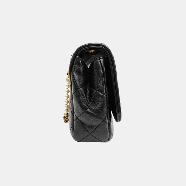Quilted Calfskin Shoulder Bag Black