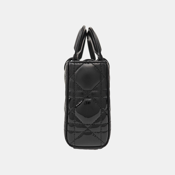 Lady D-Joy Small Cannage Patent Leather Black