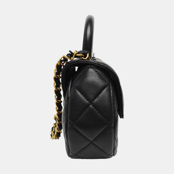 Quilted Lambskin Shoulder Bag Medium Black