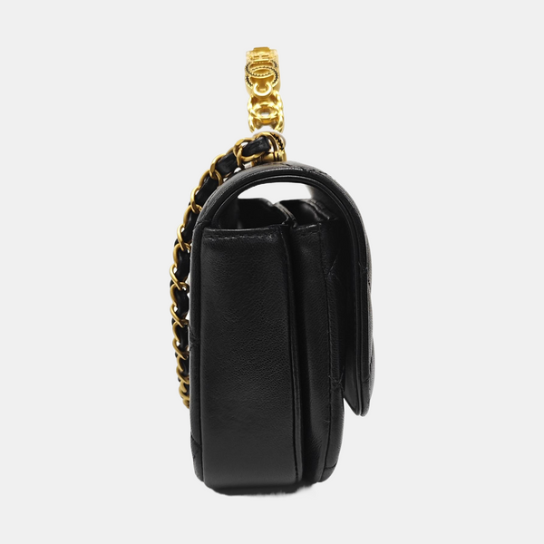 Quilted Lambskin Shoulder Bag Mini Black