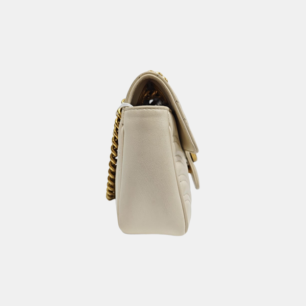 GG Marmont Small Quilted Calfskin White