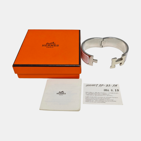 Brazalete Clic Clac H de metal plateado