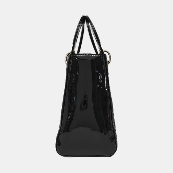 Lady Dior Medium Cannage Patent Leather Black