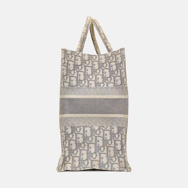 Book Tote Medium Oblique Canvas White