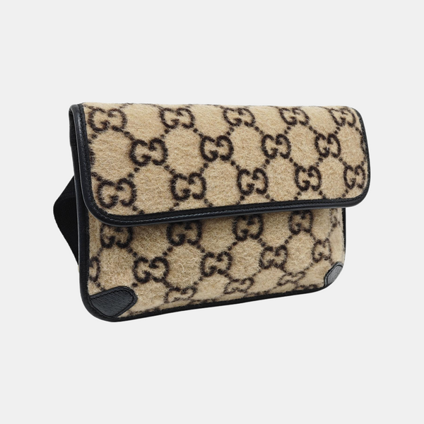 Monogram Wool Belt Bag Beige