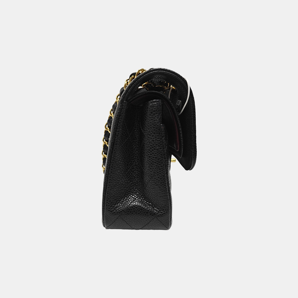 CLASSIC FLAP Small Quilted Grained Calfskin Black