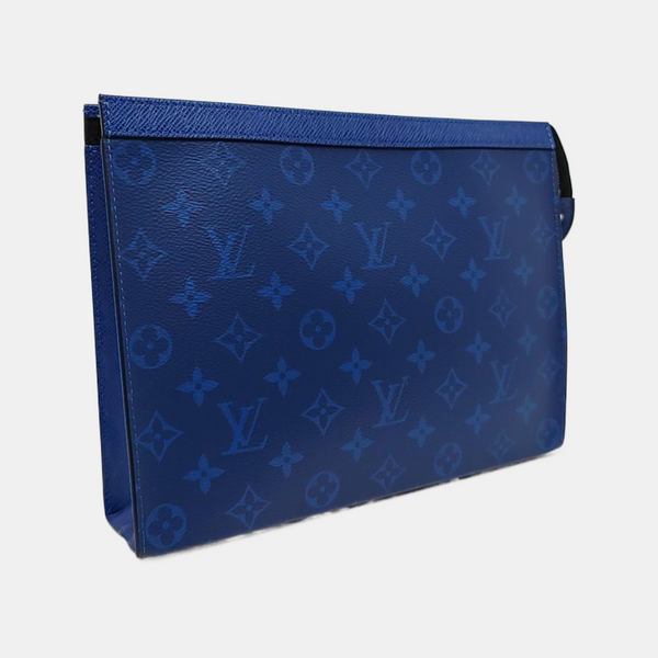Pochette Voyag MM Monogram Coated Canvas Blue