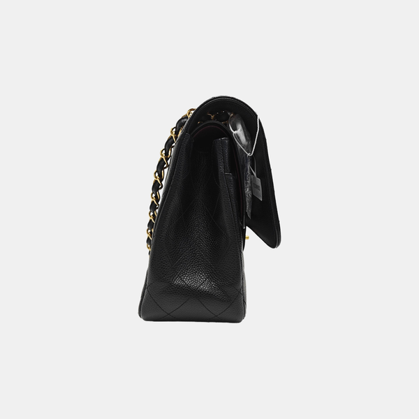 CLASSIC FLAP Jumbo Quilted Grained Calfskin Black
