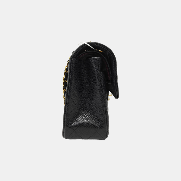 CLASSIC FLAP Small Quilted Grained Calfskin Black