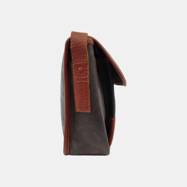 Coated Canvas Crossbody Bag Brown