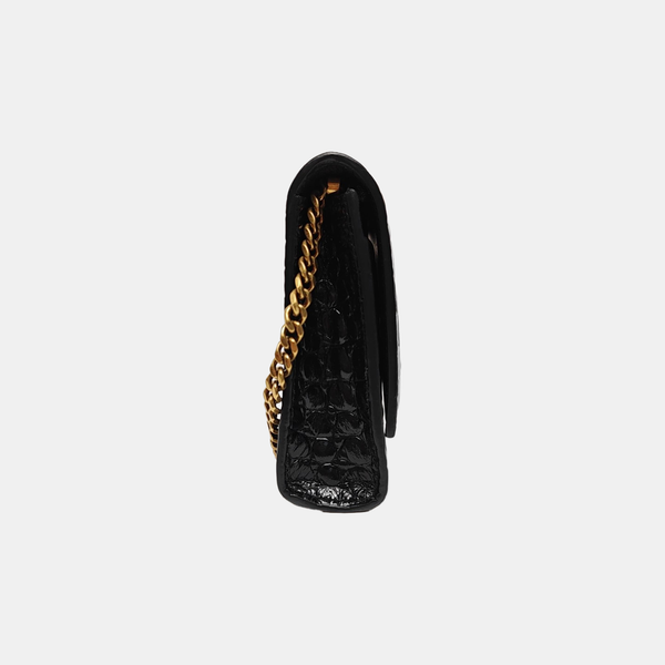 Hourglass Wallet On Chain Small Calfskin Black