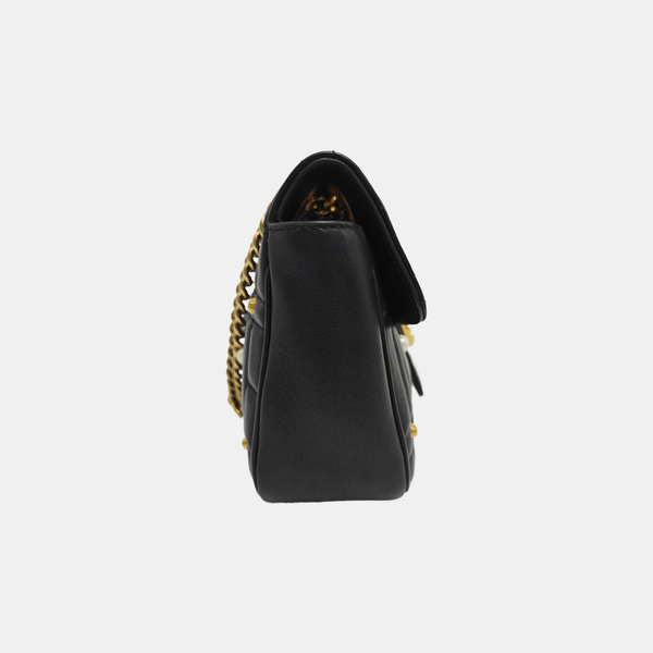 GG Marmont Medium Quilted Calfskin Black