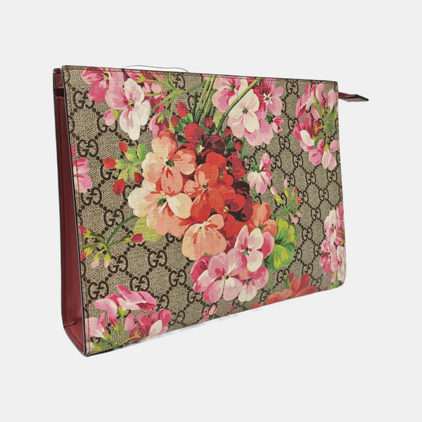 GG Blooms Large Monogram Coated Canvas Beige