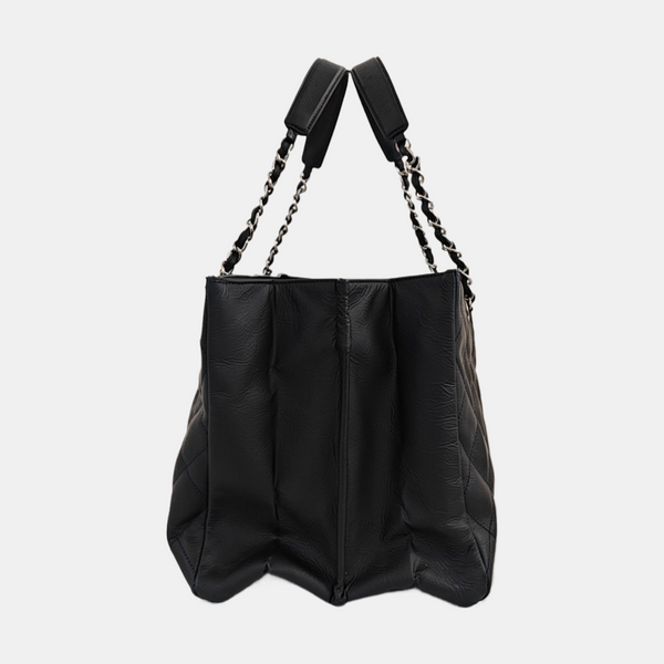 Quilted Calfskin Tote Bag Blue