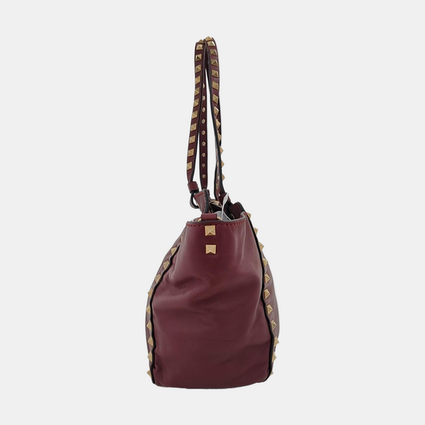 Rockstud Small Calfskin Red