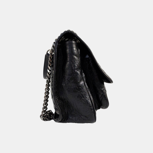 NIKI Medium Chevron Calfskin Black