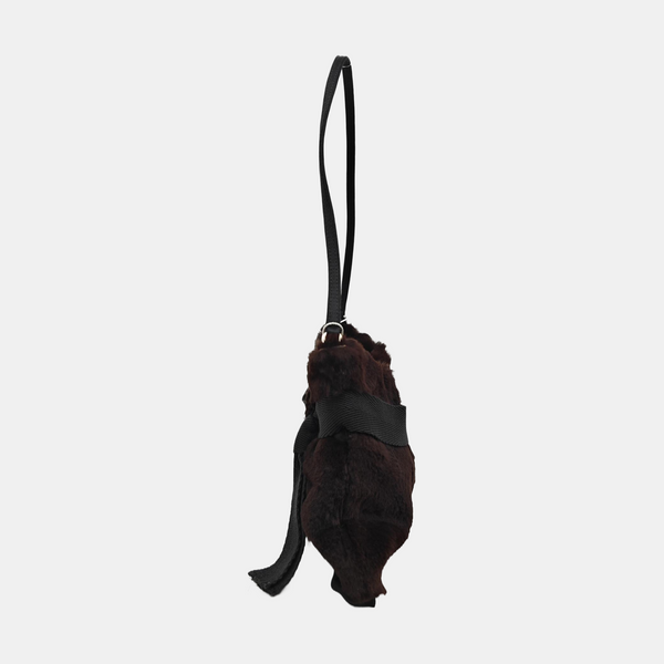 Fur Top Handle Bag Brown