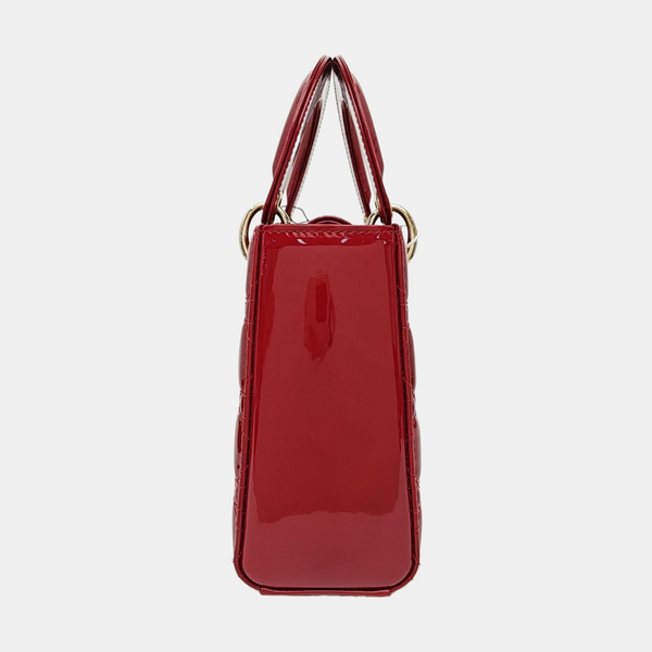 Lady Dior Small Cannage Patent Leather Red