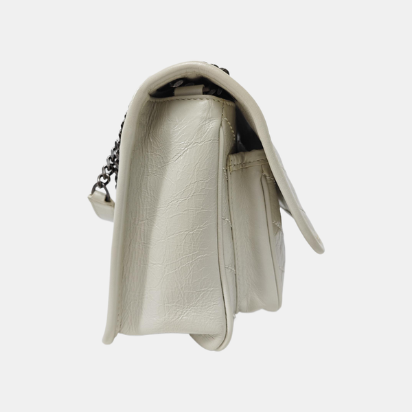 NIKI Small Chevron Calfskin White