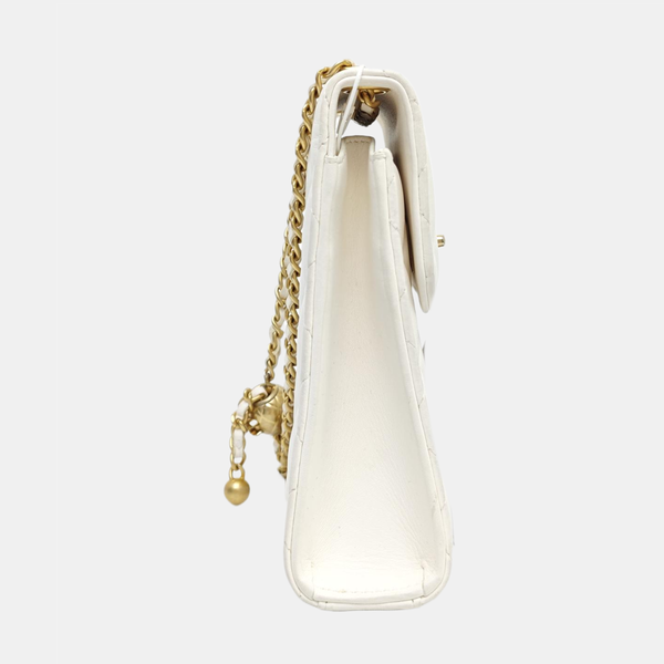 Quilted Lambskin Crossbody Bag White