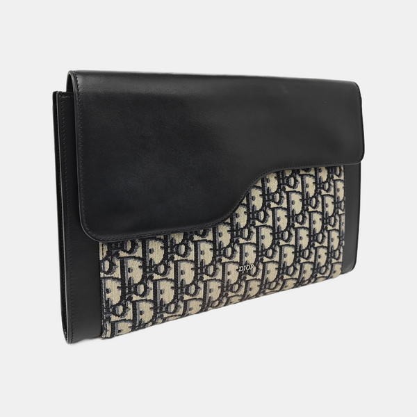 Oblique Canvas Clutch Blue