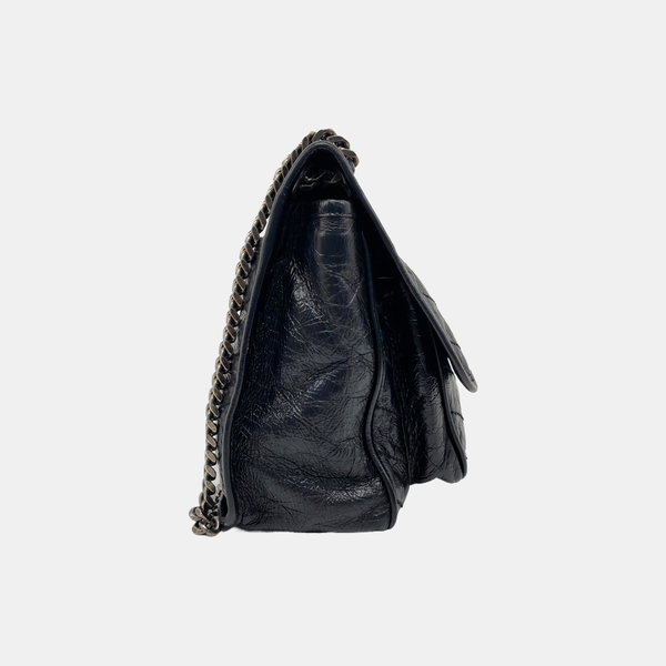 NIKI Medium Chevron Calfskin Black
