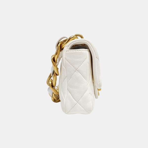 Quilted Lambskin Shoulder Bag Mini White
