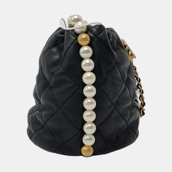 DRAWSTRING Mini Quilted Calfskin Black