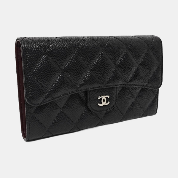 Authenticated pre-owned CLASSIC FLAP Quilted Grained Calfskin Black - Shoulder Bag at Looply