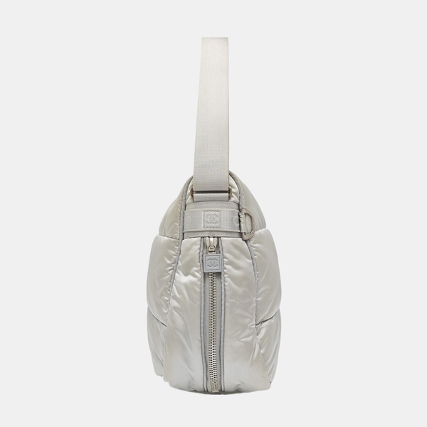 Quilted Nylon Shoulder Bag Gray
