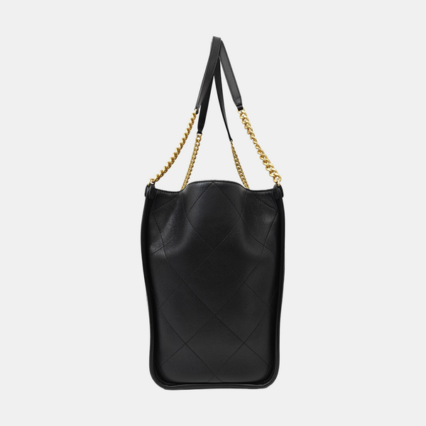 Quilted Grained Calfskin Tote Bag Black