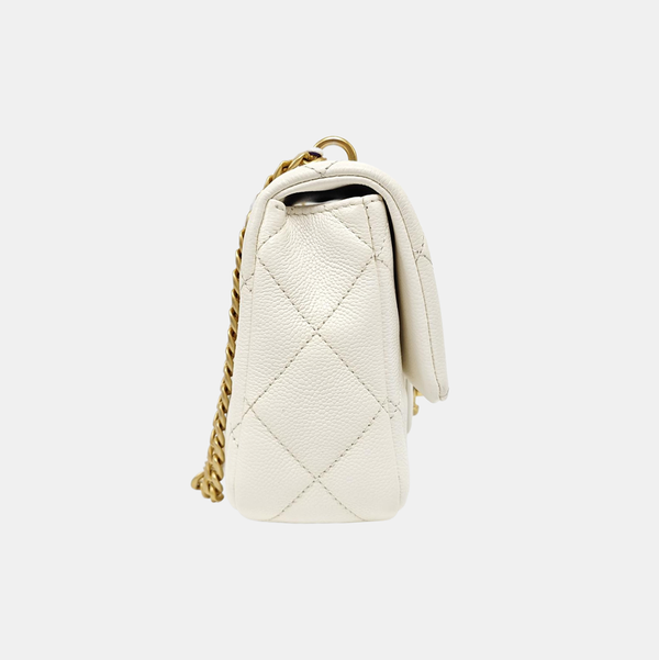 CLASSIC FLAP Small Quilted Grained Calfskin White