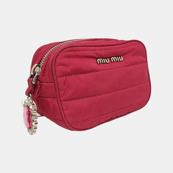 Quilted Fabric Clutch Red