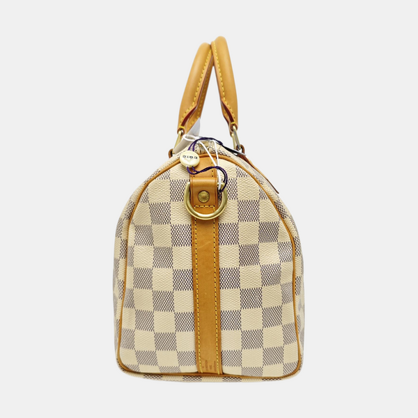 SPEEDY 25 Damier Azur Coated Canvas White