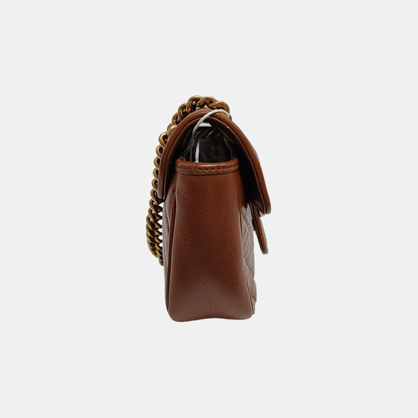 GG Marmont Small Quilted Calfskin Brown
