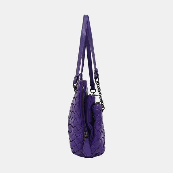 Calfskin Top Handle Bag Purple
