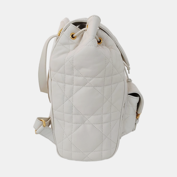 Dior Caro Medium Cannage Lambskin White