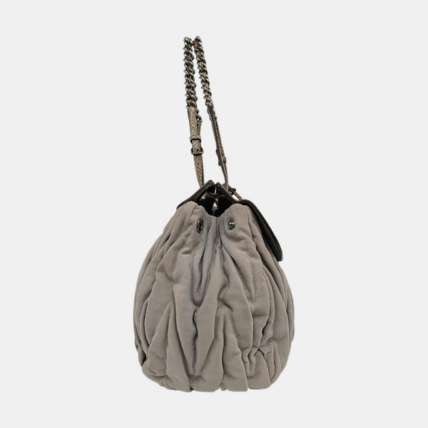 Quilted Fabric Shoulder Bag Gray